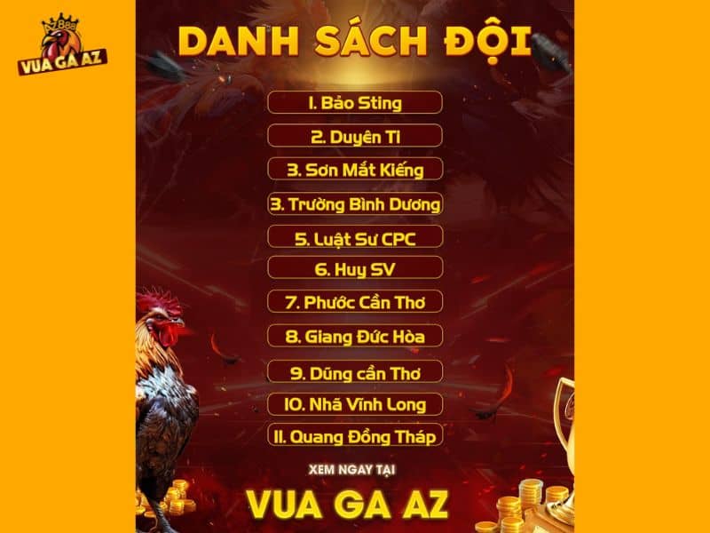 Danh sách đội tham gia giải vô địch cup lần 3 tại CPC3 ngày 11/08/2024