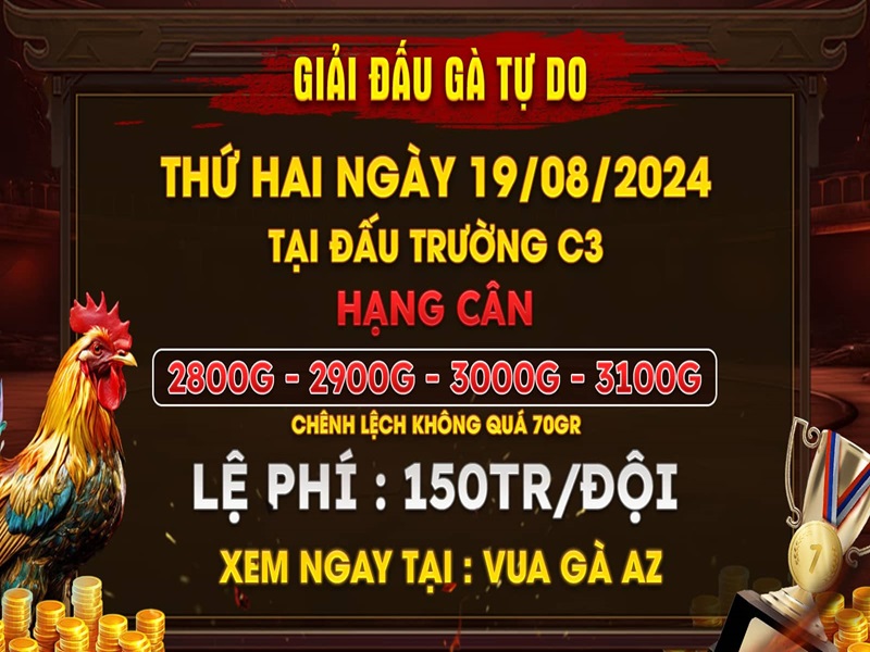 Thông báo giải đấu gà tự do ngày 19/08/2024 tại CPC3