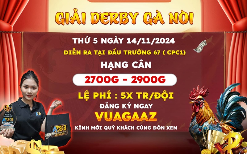 Thông báo giải Derby gà nòi tại CPC1 ngày 14/11/2024